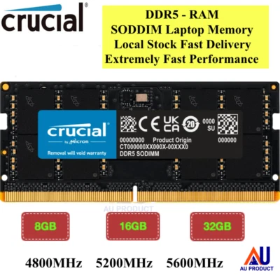 DDR5 Crucial Laptop RAM Memory 8GB 16GB 32GB SODIMM RAM 4800MHz 5200MHz 5600MHz
