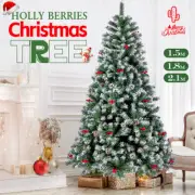 1.5M 1.8M 2.1M Christmas Tree Holly Pinecone Berry Ornament Xmas Decor Snow Tips