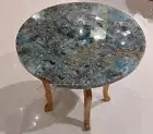 Labradorite coffee table, agate stone round bedroom side table modern decor