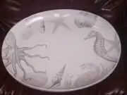 222 Fifth COASTAL LIFE SILVER 18 3/4" Oval Serving Platter New