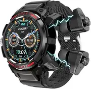 Smart Watch with Earbuds, 4 in 1 Bluetooth Smart Watch, 1.43" HD Screen Smartwatch for Men, Rugged Military Bluetooth Call(Answer/Calls) Fitness Tracker, IP67 Waterproof, AI Voice Assistant