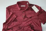 Tommy Bahama Polo Shirt Miramar Blooms Performance Maroon Red SS New Medium M