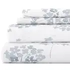 Premium 4 Piece Light Blue Rose Bunch Flannel California King Sheet Set