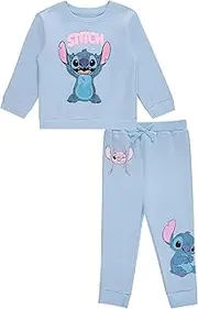 [Disney] Girls Classic Crewneck Sweatpants Set Minnie & Mickey Mouse and Lilo and Stitch - Crewneck Sweatshirt & Sweatpants Set