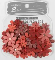 Little Birdie Sparkle Florettes Paper Flowers 60/Pkg-Scarlet Blend SPRKLFL2-8722
