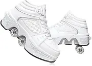Wheeled Shoes, Roller Skates, Retractable Quad Skate Skate Shoes, Outdoor Multisport Skateboard, Sneakers with Wheels for Boys Girls