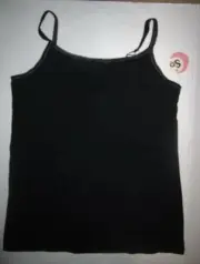 SO Girls plus 18.5 Black solid stretch strappy tank top Built-in shelf bra NWT