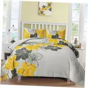 Floral Duvet Cover Set Queen Yellow Floral Queen (90"x 90") Yellow Flower