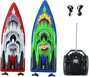 Hohopeti 1 Set High Speed Remote Control Boat Professional Quadrocopter Water Model Double Strong Motor Includes Boat Propellers Green No Battery Included