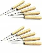 CIMAXIC 10pcs Wooden Handle Scriber Needle Tool Cake Decorating Modelling Tool Awl Needle for Diy Crafts