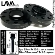 2PC 25MM THICK 5X120 72.56MM C.B WHEEL SPACER + 55MM 12X1.5 BOLT FIT BMW MODEL (for: BMW)