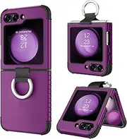 [GaoBao] for Z Flip 5 Case, Galaxy Z Flip 5 Case, Heavy Duty 2 in 1 Full Body Rugged Shockproof Protective Women Girls Men Boys Case Cover for Samsung Galaxy Z Flip5 5G 6.7" 2023-Deep Purple