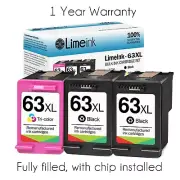 3 Pk 63XL Ink Cartridge for HP Envy 4512 4516 4520 4522 OfficeJet 3830 4650 5255
