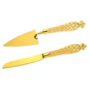 Cake Cutting Set for Wedding, Cake Knife and Server Set for Gift(Lattice）
