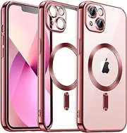 JETech Soft Clear Case for iPhone 13 6.1-Inch, Camera Lens Full Protection, Compatible with MagSafe Wireless Charging, Shockproof Electroplated TPU Phone Cover (Pink)