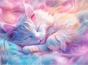 [Yunlus] Jigsaw Puzzles for Adults 1000 Pieces Cure Sweet Cat 1000pc Puzzles Impossible Hard Difficult Challenging Puzzles for Adults Sleeping Kitten Jigsaw Puzzle 1000 Pieces 28 x 20 inch