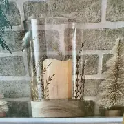 Bee & Willow LED Candle Glass Hurricane Wheat Grass Floral