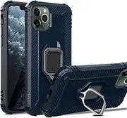 Cavor for iPhone 11 Pro Max Case,360°Rotation Ring Holder Kickstand [Work with Magnetic Car Mount] Shockproof Scratch-Resistant Protective Cover (6.5")-Navy Blue