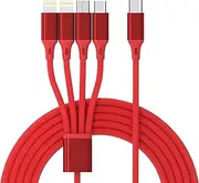 4 in 1 USB C to Multi Charging Cable - 10FT PD 6A Fast Nylon Braided Universal Charger Cord Combo Type C/ 2X Lightning/Micro USB Port for iPhone 15 14 13 12 11/ Android/Samsung/Huawei