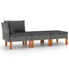 3-Piece Outdoor Sofa Set with Cushions Garden Patio Lounge Chairs Daybed Rattan