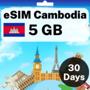 eSIM Cambodia - 5 GB - 30 Days - Travel eSIM | QR code activation