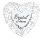 18" Bridal Shower Pearls Heart Shaped Foil Balloon Decoration