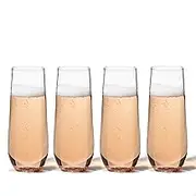 TOSSWARE Dishwasher Safe, Heat Resistant, Unbreakable and Crystal Clear Tritan Plastic Champagne Glasses Set of 4 Clear