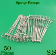 50 NEW BODY PIERCING Forceps Kit Hemostat SPONGE CLAMP 7" Straight