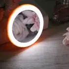 Compact Makeup Mirror With Light USB Rechargeable LED Round Portable Small M GOF