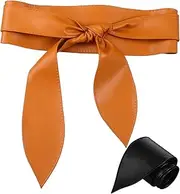 [LIFKOME] 2 Pcs Bowknot Wide Waist Belts for Women Elastic Stretch Waist Straps PU Dress Belts for Tunics Fitted Dresses