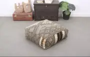 Moroccan vintage wool pouf floor ottoman cushion