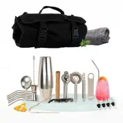 27-Piece Cocktail Shaker Set - Stainless Steel Bartender Mixologist Kit for H...