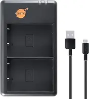 DSTE USB Dual Battery Charger Compatible with Olympus BLX-1 BLX1 OM-1 OM1 Micro SLR Camera OM System - Power via Micro USB to USB-A 2.0 Charging Cable