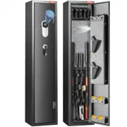 VEVOR 5 Rifles Gun Safe, Rifle Safe with Fingerprint Lock, Quick Access Gun Storage Cabinet for Shotguns with Removable Shelf, Pistol Rack, Ammo Stora