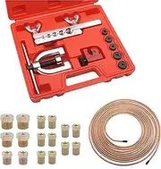 3/16 Brake Line Kit with 16 Brake Line Fittings and Tubing Bender,Double & Single Brake Line Flaring Tool Kit Car Accessories Fits for Most Hydraulic Braking Systems