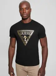 GUESS Men's Eco Black Logo Chain T-Shirt Size: 2XL, Cotton