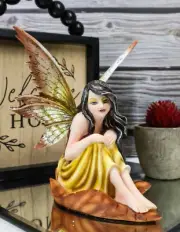 Fall Fairy Figurine Red Oak Leaf Autumn Garden Faerie Fantasy Sculpture 5.5"H