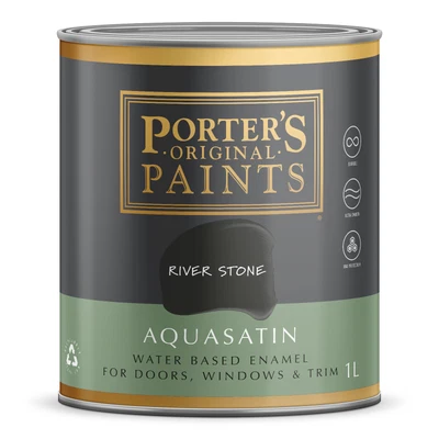 porter's 1l river stone aquasatin enamel washable paint