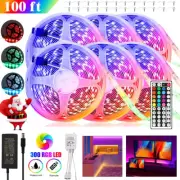 100FT Flexible 2835RGB LED SMD Strip Light Remote Fairy Lights Room TV Party Bar