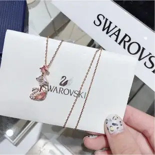 【SWAROVSKI 施華洛世奇】玫瑰金耀眼天鵝 Y字形 女士項鍊(標誌性天鵝)