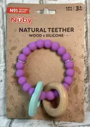Nuby Wood & Silicone Natural Teether Ring - Fun & Soothing - Easy to Hold 80679