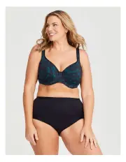 [Taking Shape] Underwire Soft Cup Support Bra in Teal Print