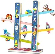 1 Set Taxiing Rail Car Sliding Early Educational Recognition Wood Gliding Animal Rotating Sliding Animal Playing Rolling Wooden
