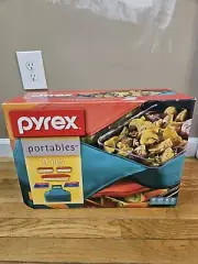 Pyrex Portables Glass Food Bakeware and Storage Containers 9-Piece Set, Carrier,
