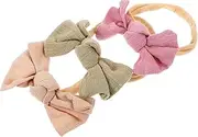 ASAKKURA 3pcs Bow Headbands for Elastic Hair Accessories Soft Comfortable Fit for Parties Special Occasions Newborn Hair Decorations
