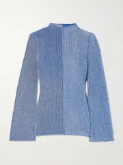 [ESCVDO] ESCVDO - Dual Paneled Ribbed Cotton Turtleneck Sweater - Blue - x large x large Blue