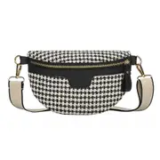 Women Waist Pack Messenger Purses Vintage Canvas Lattice Pattern Chest Bag Multifunction Bag Belt Bag Pouch Packs
