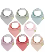 Keababies Organic Bandana Bibs 8 Pack & 2 Silicone Pacifier Teether Clips