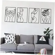 4 Pack Black Wall Art Décor, Minimalist M Size 17 x 11.8'' Black Classic Style