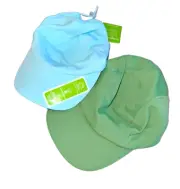 Lands End Running Hat Mesh Lined Vented Lightweight TWO Hats One Size Blue Green